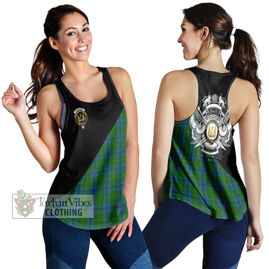 Johnstone (Johnston) Tartan Women's Racerback Tanks with Family Crest and Military Logo Style 4XL - Tartanvibesclothing Shop