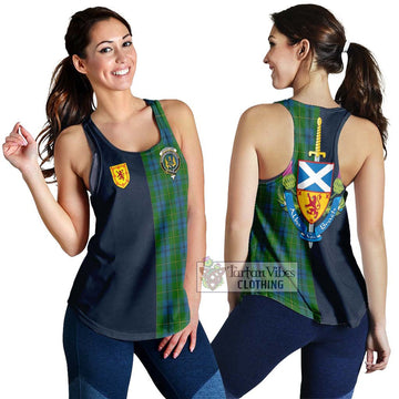 Tartan Vibes Clothing Johnstone Tartan Women's Racerback Tanks with Scottish Lion Royal Arm Half Style