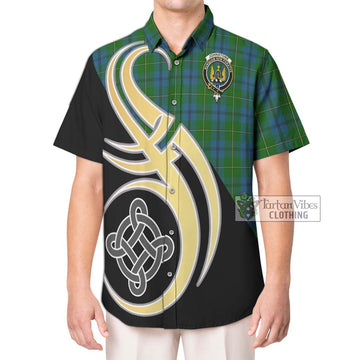 Johnstone (Johnston) Tartan Hawaiian Shirt with Family Crest and Celtic Symbol Style
