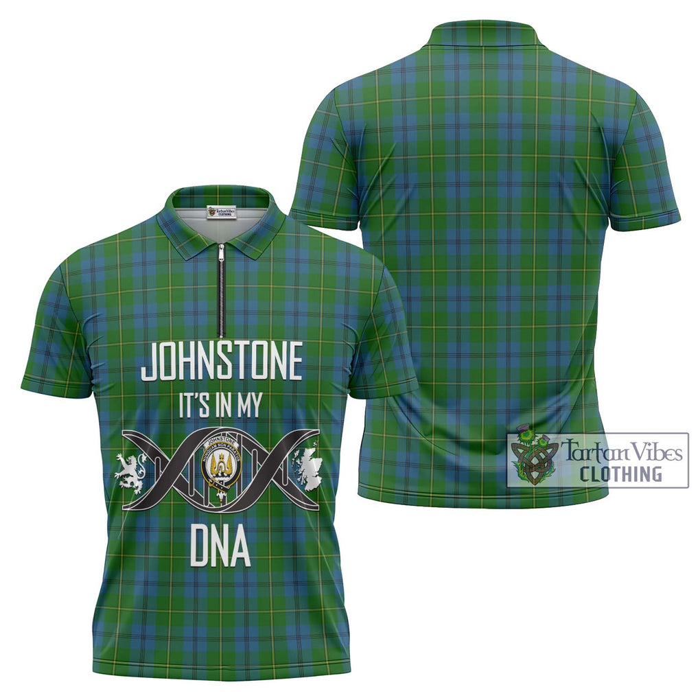 Johnstone (Johnston) Tartan Zipper Polo Shirt with Family Crest DNA In Me Style Unisex - Tartanvibesclothing Shop