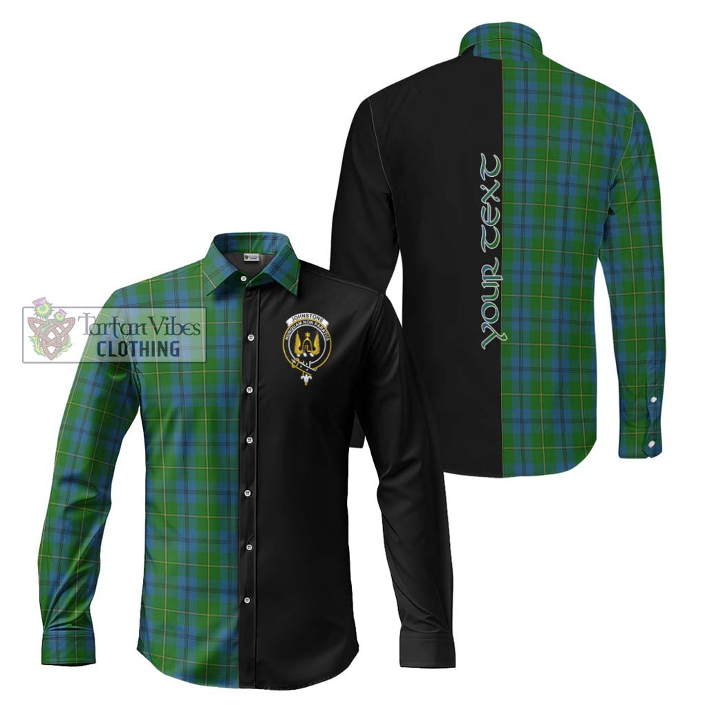 Johnstone (Johnston) Tartan Long Sleeve Button Shirt with Family Crest and Half Of Me Style Men's Shirt S - Tartanvibesclothing Shop