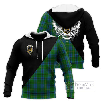 Johnstone (Johnston) Tartan Knitted Hoodie with Family Crest and Military Logo Style Unisex Knitted Pullover Hoodie - Tartanvibesclothing Shop
