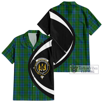 Johnstone (Johnston) Tartan Hawaiian Shirt with Family Crest Circle Style