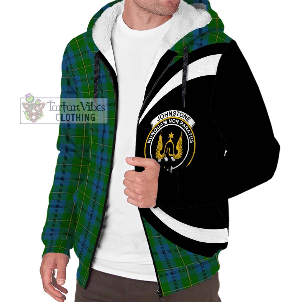 Johnstone (Johnston) Tartan Sherpa Hoodie with Family Crest Circle Style Unisex S - Tartan Vibes Clothing
