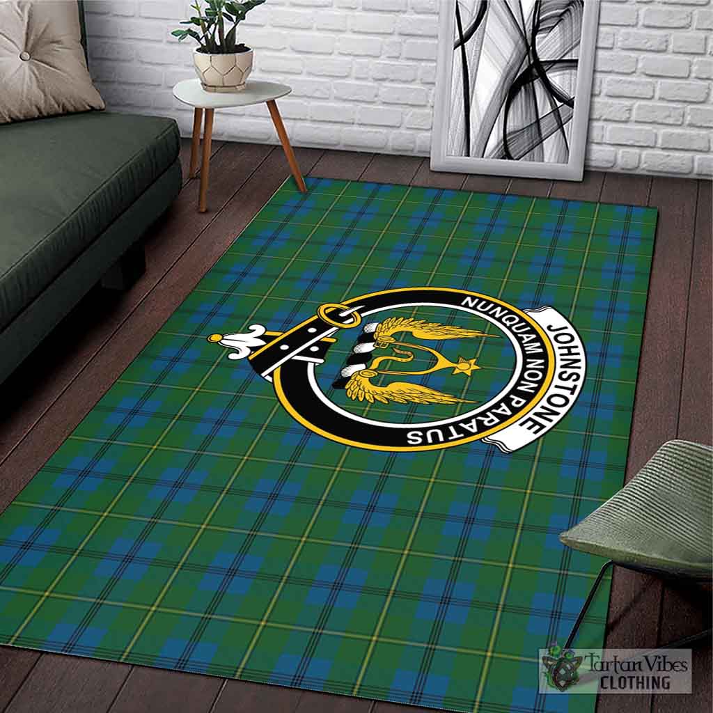 Tartan Vibes Clothing Johnstone Tartan Area Rug with Family Crest