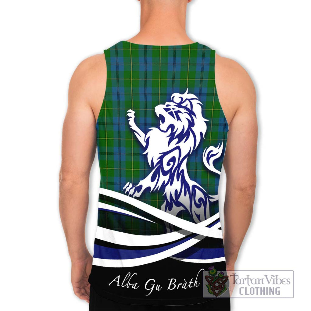 Johnstone (Johnston) Tartan Men's Tank Top with Alba Gu Brath Regal Lion Emblem - Tartanvibesclothing Shop