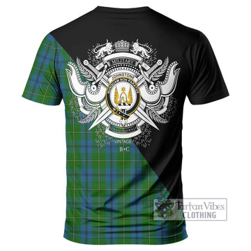 Johnstone (Johnston) Tartan T-Shirt with Family Crest and Military Logo Style - Tartanvibesclothing Shop