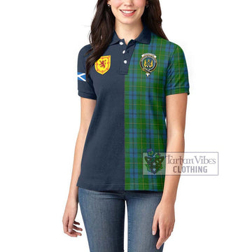 Tartan Vibes Clothing Johnstone Tartan Women's Polo Shirt with Scottish Lion Royal Arm Half Style