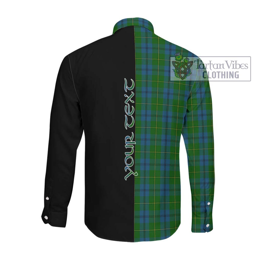 Johnstone (Johnston) Tartan Long Sleeve Button Shirt with Family Crest and Half Of Me Style Men's Shirt - Tartanvibesclothing Shop