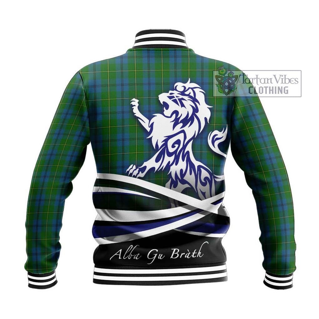 Johnstone (Johnston) Tartan Baseball Jacket with Alba Gu Brath Regal Lion Emblem - Tartanvibesclothing Shop