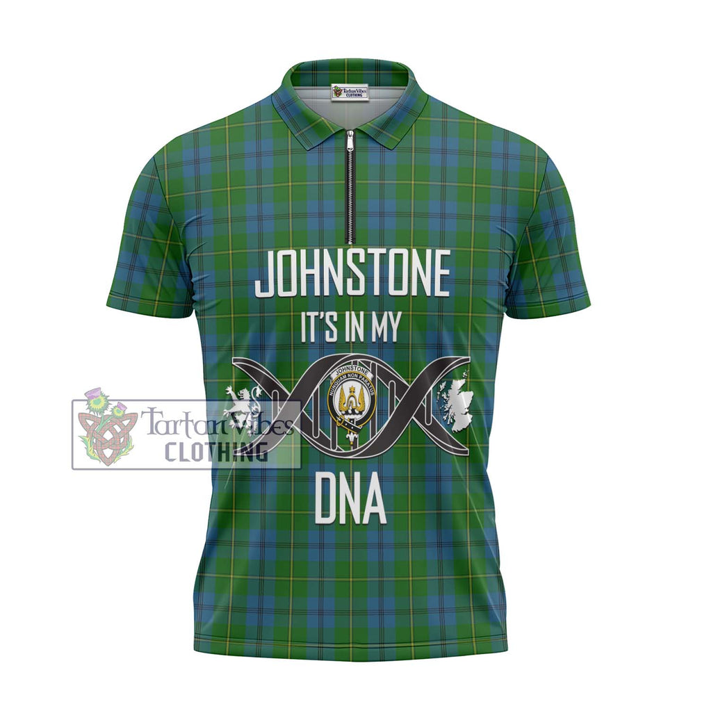 Johnstone (Johnston) Tartan Zipper Polo Shirt with Family Crest DNA In Me Style - Tartanvibesclothing Shop