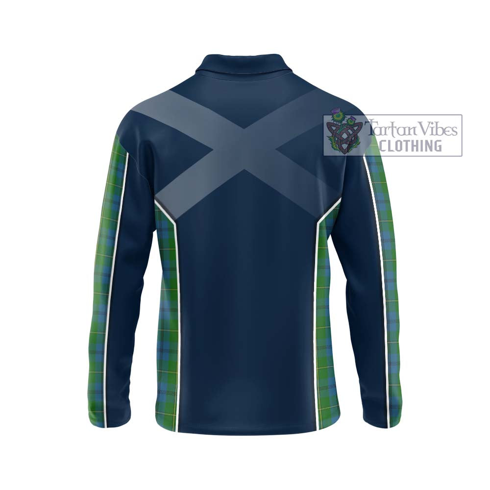 Johnstone (Johnston) Tartan Long Sleeve Polo Shirt with Family Crest and Lion Rampant Vibes Sport Style - Tartan Vibes Clothing
