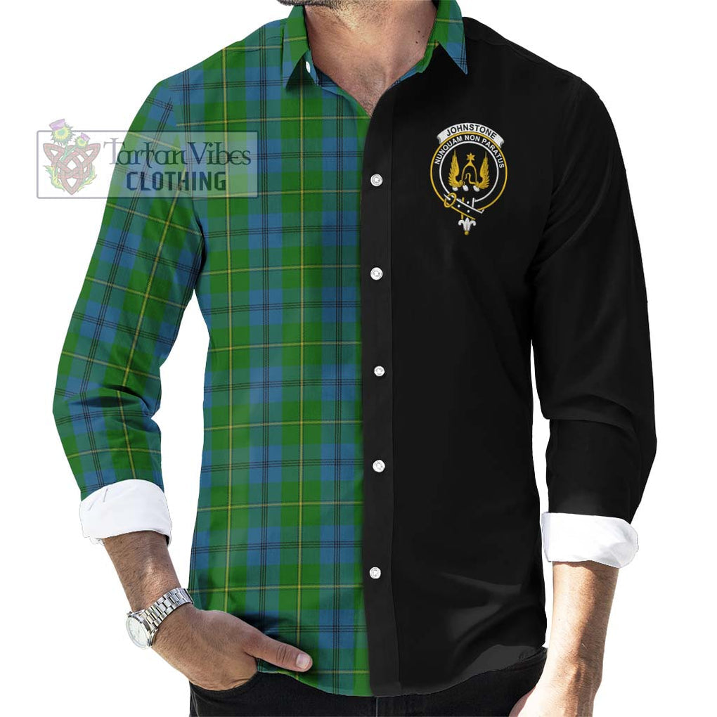 Johnstone (Johnston) Tartan Long Sleeve Button Shirt with Family Crest and Half Of Me Style - Tartanvibesclothing Shop