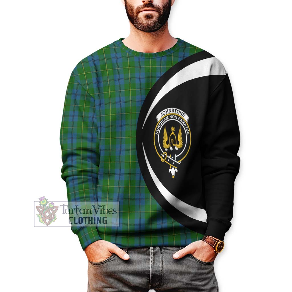 Johnstone (Johnston) Tartan Sweatshirt with Family Crest Circle Style - Tartan Vibes Clothing