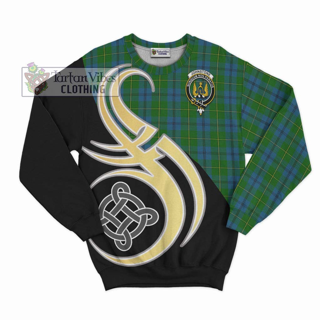 Johnstone (Johnston) Tartan Sweatshirt with Family Crest and Celtic Symbol Style - Tartan Vibes Clothing