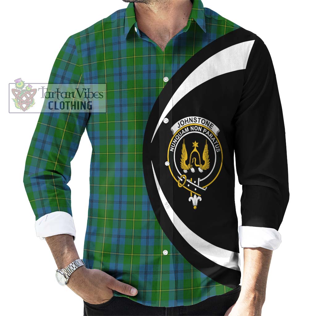 Johnstone (Johnston) Tartan Long Sleeve Button Up with Family Crest Circle Style - Tartan Vibes Clothing