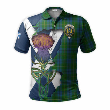 Johnstone (Johnston) Tartan Family Crest Polo Shirt Scottish Thistle Celtic Inspired