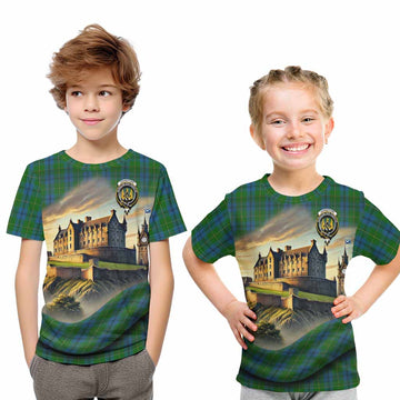 Tartan Vibes Clothing Johnstone (Johnston) Tartan Family Crest Kid T-Shirt with Scottish Ancient Castle Style