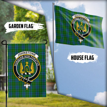 Johnstone-Johnston Tartan Flag with Family Crest