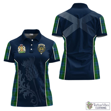 Tartan Vibes Clothing Johnstone-Johnston Tartan Women's Polo Shirt with Family Crest and Scottish Thistle Vibes Sport Style