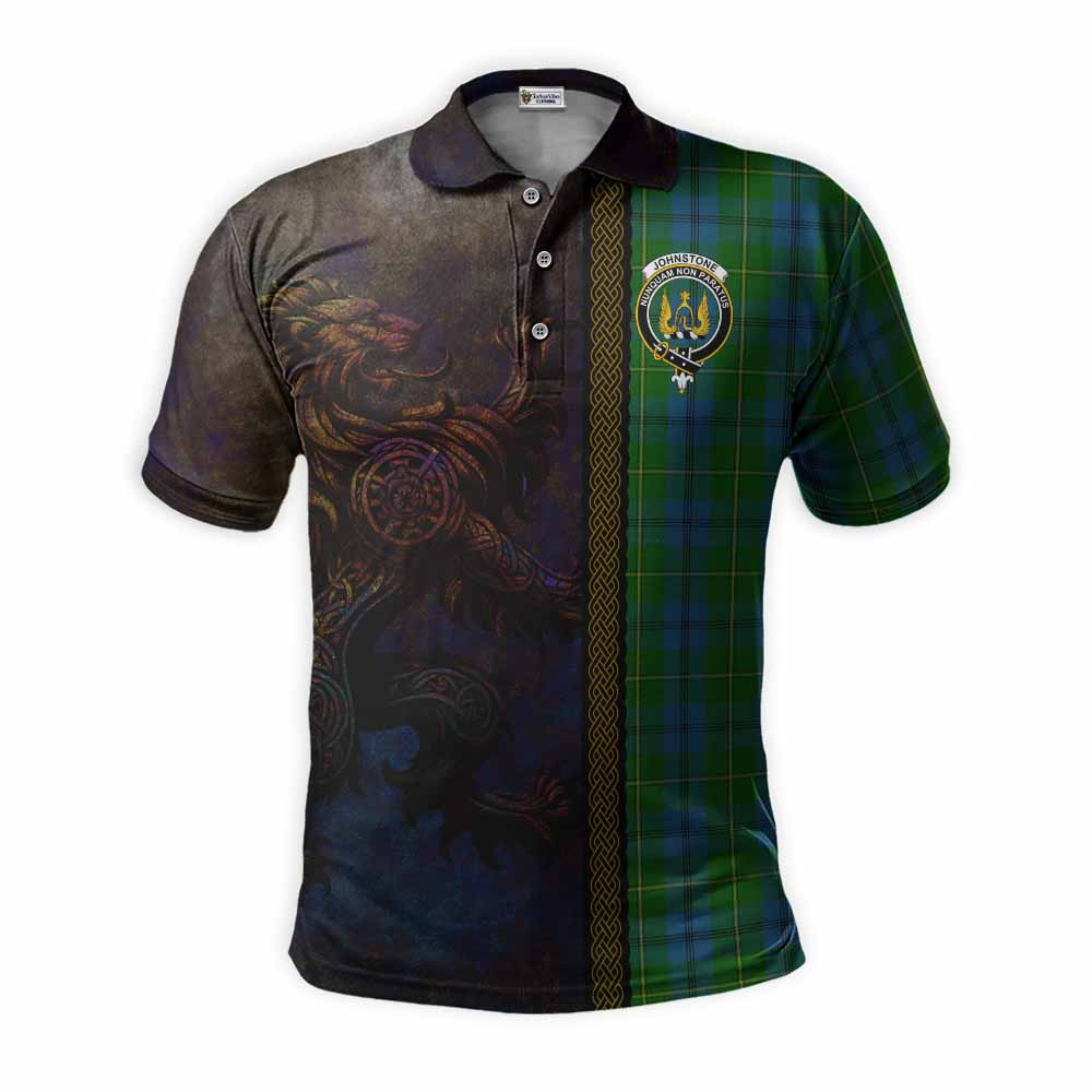 Tartan Vibes Clothing Johnstone (Johnston) Tartan Family Crest Polo Shirt Alba Gu Brath Be Brave Lion Ancient Style