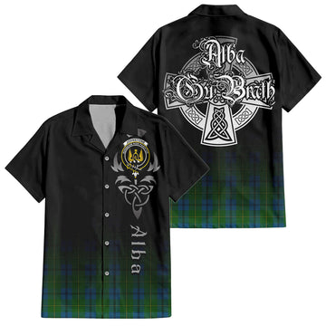 Johnstone (Johnston) Tartan Hawaiian Shirt Shirt Featuring Alba Gu Brath Family Crest Celtic Inspired