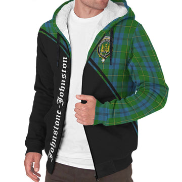 Johnstone Tartan Sherpa Hoodie with Family Crest Curve Style