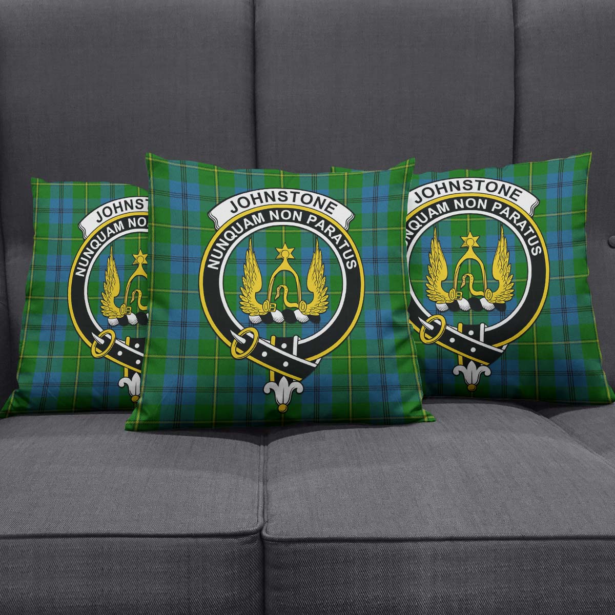 Johnstone-Johnston Tartan Pillow Cover with Family Crest Square Pillow Cover - Tartanvibesclothing