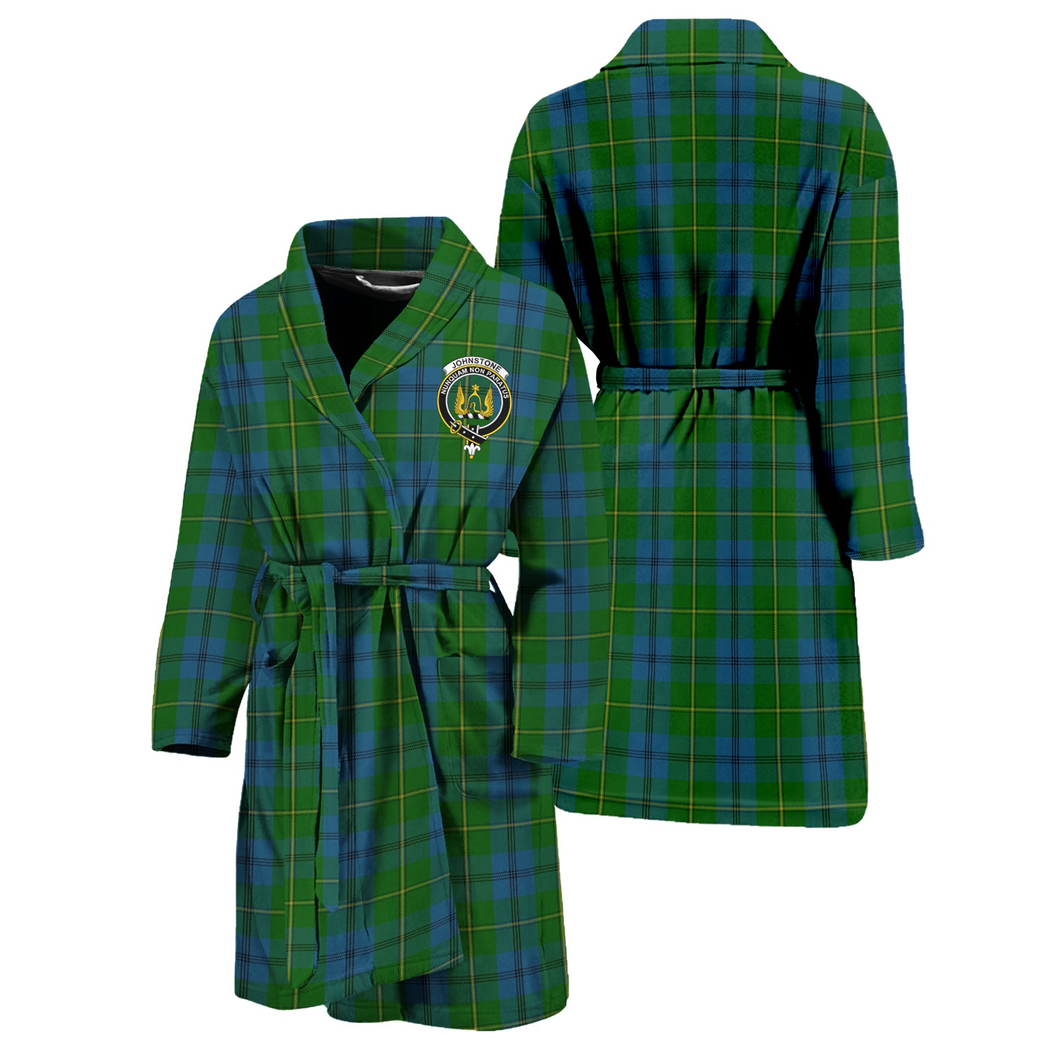 Johnstone (Johnston) Tartan Bathrobe with Family Crest Unisex S - Tartan Vibes Clothing