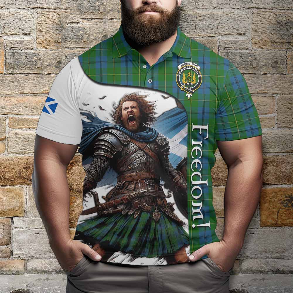Tartan Vibes Clothing Johnstone (Johnston) Crest Tartan Polo Shirt Inspired by the Freedom of Scottish Warrior