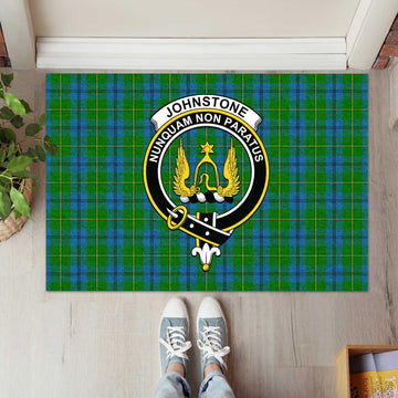 Johnstone (Johnston) Tartan Rubber Doormat with Family Crest