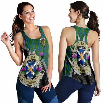 Tartan Vibes Clothing Johnstone (Johnston) Tartan Family Crest Women's Racerback Tanks Lion Rampant Royal Thistle Shield Celtic Inspired