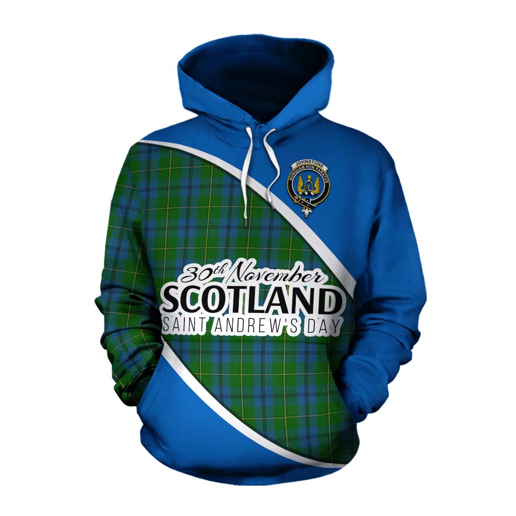 Tartan Vibes Clothing Johnstone (Johnston) Family Crest Tartan Cotton Hoodie Celebrate Saint Andrew's Day in Style