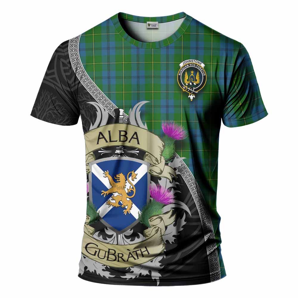 Tartan Vibes Clothing Johnstone (Johnston) Tartan Family Crest T-Shirt Lion Rampant Royal Thistle Shield Celtic Inspired