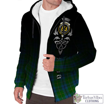 Johnstone (Johnston) Tartan Sherpa Hoodie Featuring Alba Gu Brath Family Crest Celtic Inspired