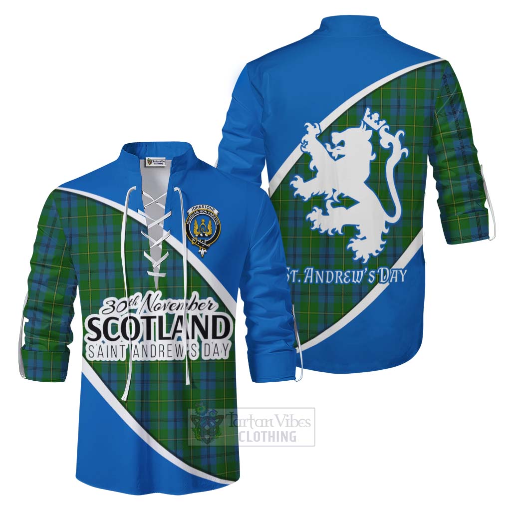 Tartan Vibes Clothing Johnstone (Johnston) Family Crest Tartan Ghillie Kilt Shirt Celebrate Saint Andrew's Day in Style