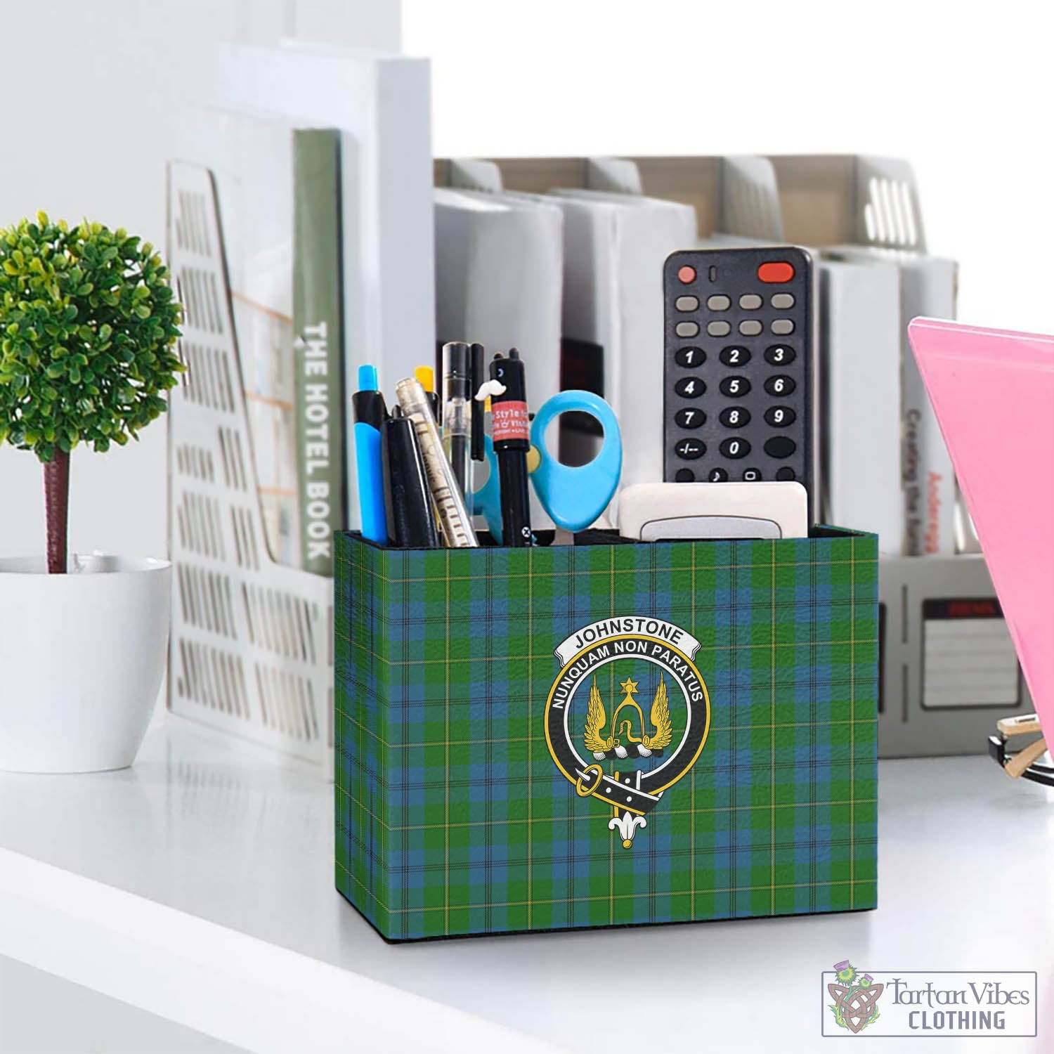 Tartan Vibes Clothing Johnstone-Johnston Tartan Pen Holder with Family Crest