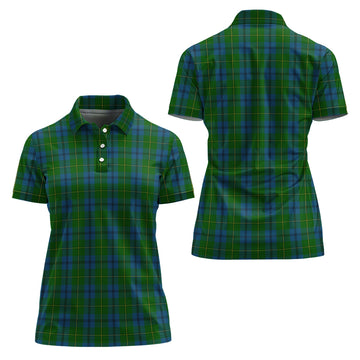 Johnstone Modern Tartan Polo Shirt with Family Crest For Women