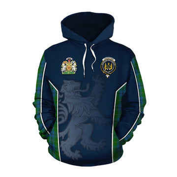 Tartan Vibes Clothing Johnstone (Johnston) Tartan Cotton Hoodie with Family Crest and Lion Rampant Vibes Sport Style