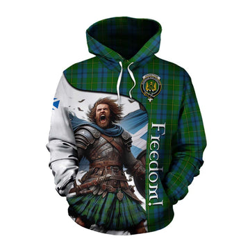 Tartan Vibes Clothing Johnstone (Johnston) Crest Tartan Cotton Hoodie Inspired by the Freedom of Scottish Warrior