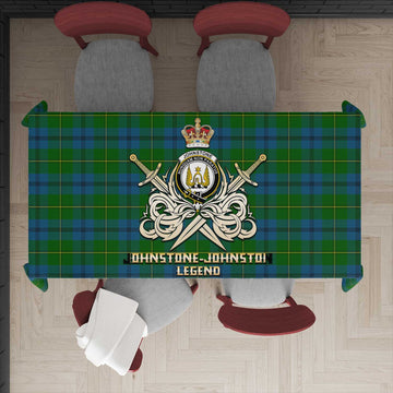 Johnstone Tartan Tablecloth with Clan Crest and the Golden Sword of Courageous Legacy