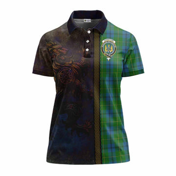 Johnstone (Johnston) Tartan Family Crest Women's Polo Shirt Alba Gu Brath Be Brave Lion Ancient Style