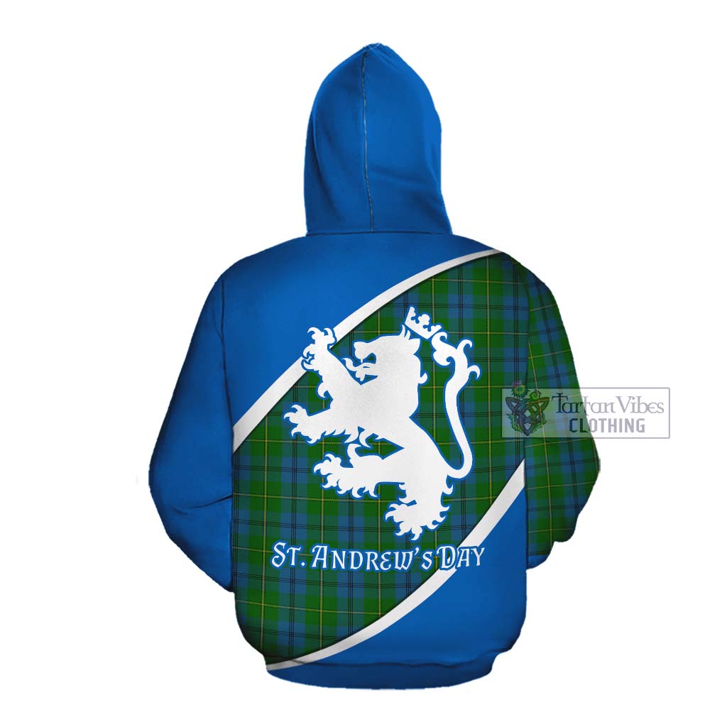 Tartan Vibes Clothing Johnstone (Johnston) Family Crest Tartan Cotton Hoodie Celebrate Saint Andrew's Day in Style