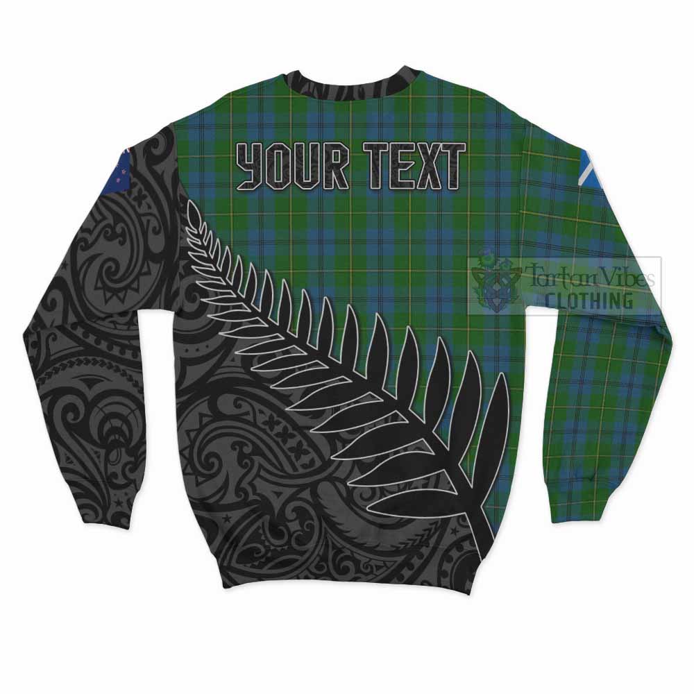 Johnstone (Johnston) Crest Tartan Sweatshirt with New Zealand Silver Fern Half Style - Tartan Vibes Clothing