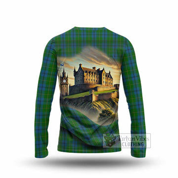 Tartan Vibes Clothing Johnstone (Johnston) Tartan Family Crest Long Sleeve T-Shirt with Scottish Ancient Castle Style