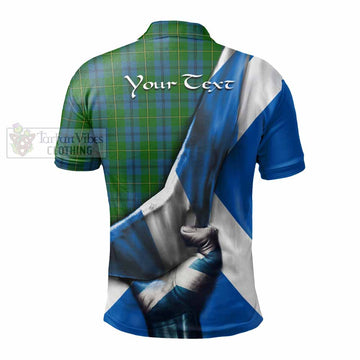 Tartan Vibes Clothing Johnstone (Johnston) Tartan Polo Shirt with Family Crest Scotland Patriotic Style
