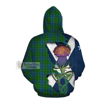 Tartan Vibes Clothing Johnstone (Johnston) Tartan Family Crest Cotton Hoodie Scottish Thistle Celtic Inspired