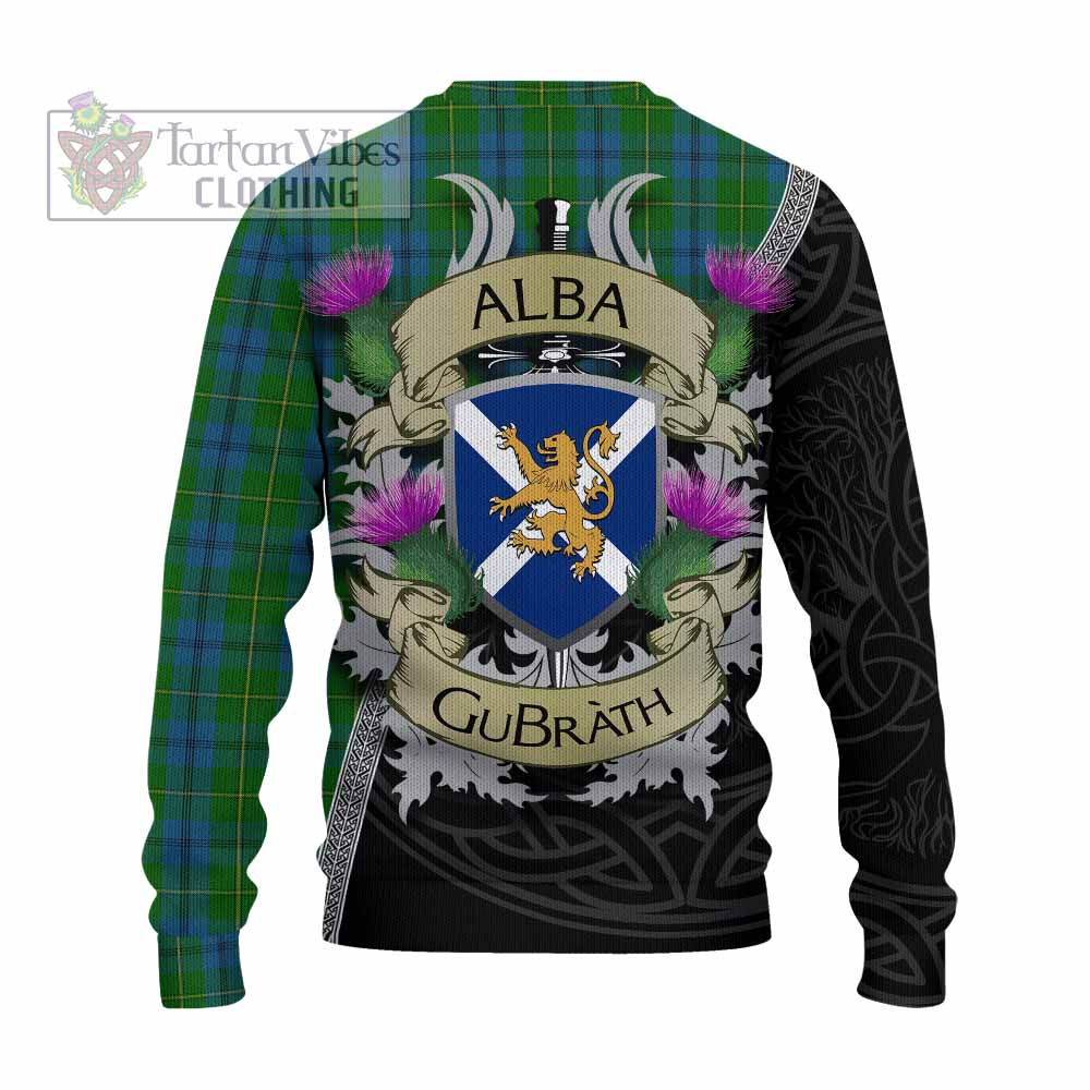 Tartan Vibes Clothing Johnstone (Johnston) Tartan Family Crest Knitted Sweater Lion Rampant Royal Thistle Shield Celtic Inspired