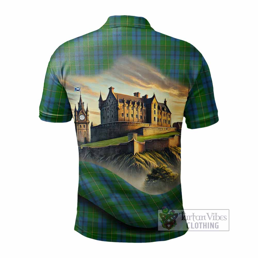 Tartan Vibes Clothing Johnstone (Johnston) Tartan Family Crest Polo Shirt with Scottish Ancient Castle Stype