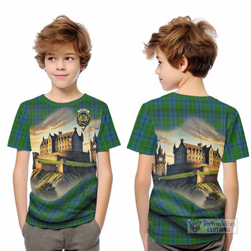 Tartan Vibes Clothing Johnstone (Johnston) Tartan Family Crest Kid T-Shirt with Scottish Ancient Castle Style